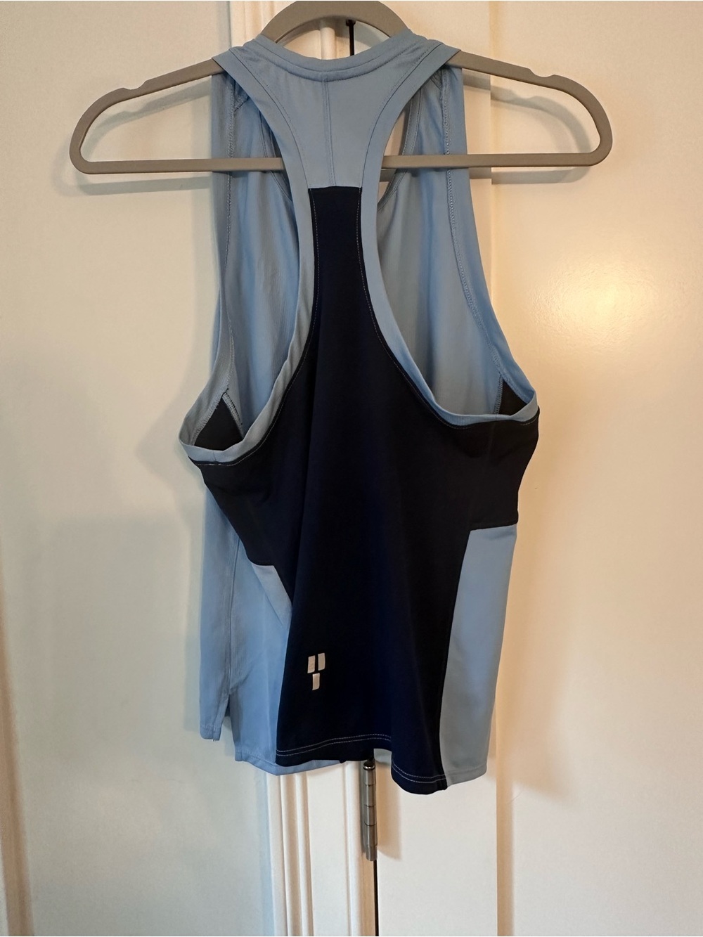 The North Face Women's Sky Blue Racerback Tank with Navy Panels - Picture 3 of 5